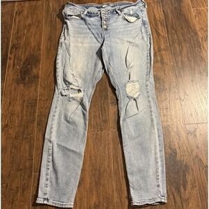 Old Navy Rockstar Super Skinny Jeans Women's 14 Low Rise Button Fly Distressed